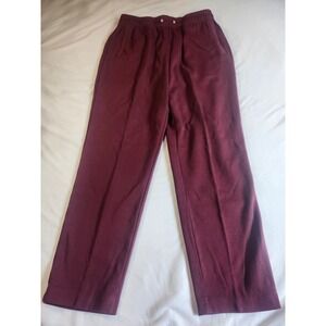 Hastings & Smith Petite Pull On Pants Burgundy Maroon Elastic Waist PS Cotton